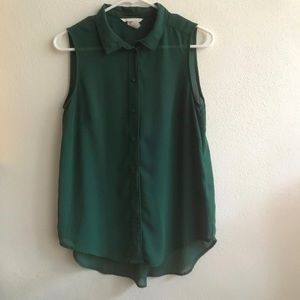 H&M Green Sleeveless Blouse
